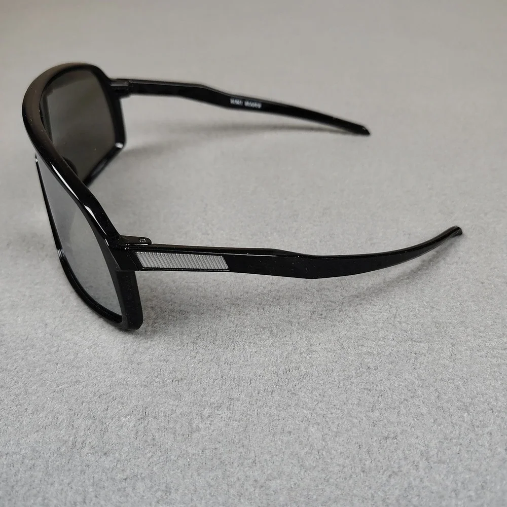 Men Sunglasses Wrap Shield Frame Black Gray Mirror Biker Boating Sutro Style New